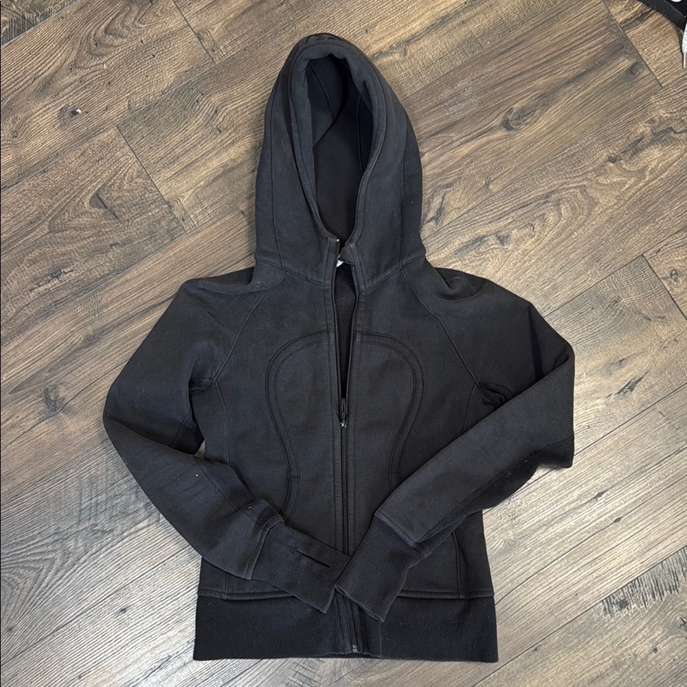 Black Hooded Zip-Up Jacket